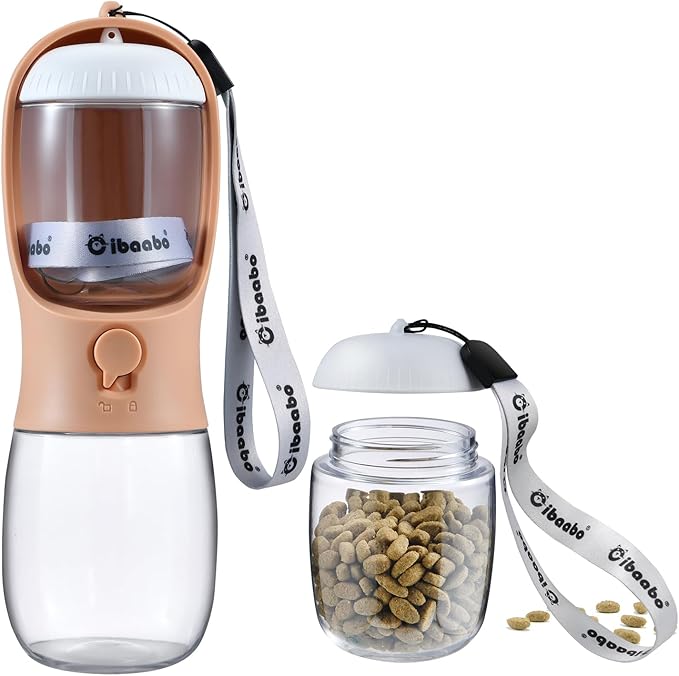 Cibaabo Dog Water Bottle with Food Container, Travel Puppy Water Bowl, Portable Pet Dispenser, Dog Stuff Accessories Items, Puppy Essentials Necessities for Yorkie Chihuahua Cat Walking and Hiking