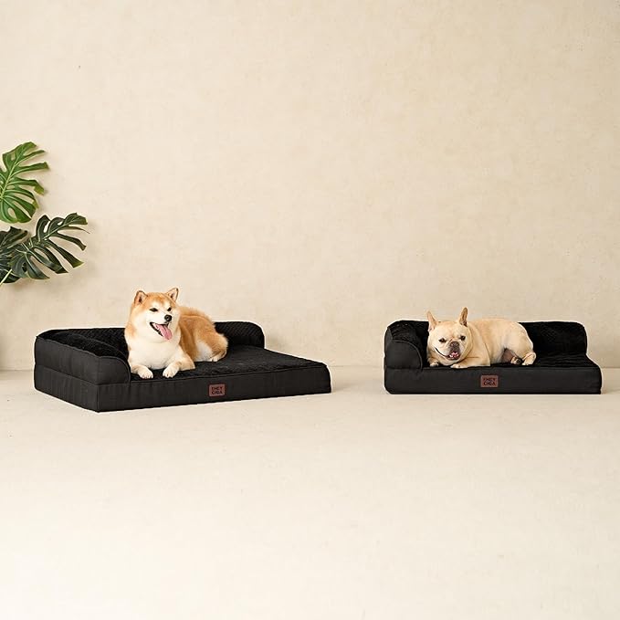 EHEYCIGA Memory Foam Dog Bed Large Size Dogs, Orthopedic Dog Bed Large with Washable Removable Cover, Waterproof Pet Sofa Couch with Nonskid Bottom, 36x27x6, Black