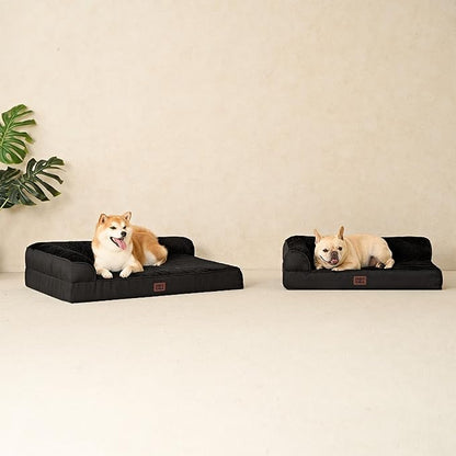 EHEYCIGA Memory Foam Dog Bed Large Size Dogs, Orthopedic Dog Bed Large with Washable Removable Cover, Waterproof Pet Sofa Couch with Nonskid Bottom, 36x27x6, Black