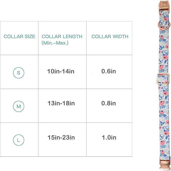 Metal Buckle Dog Collar, Durable Adjustable Dog Collar Soft for Small Medium Large Dogs (S(10-14in), Flower2)