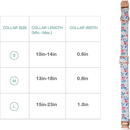 Metal Buckle Dog Collar, Durable Adjustable Dog Collar Soft for Small Medium Large Dogs (L(15-23in), Flower2)