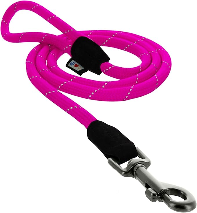 Pawtitas 6FT Training Dog Leash Durable Medium Rope Leash for Dogs Premium Quality Heavy Duty Rope Lead Strong and Comfortable - Pink Puppy Leash