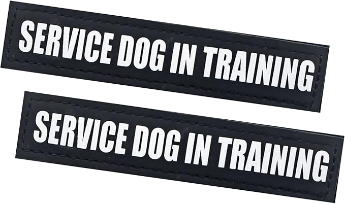 Service Dog Patches, 2Pack Black Dog Harness Patch with Hook Backing, Removable Vest Patches for Dogs, Service Dog in Training-S