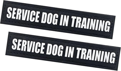 Service Dog Patches, 2Pack Black Dog Harness Patch with Hook Backing, Removable Vest Patches for Dogs, Service Dog in Training-S