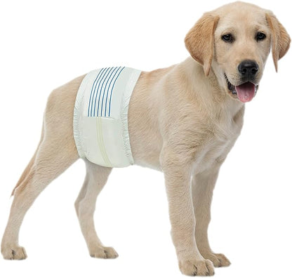 BV Dog Wraps Male Medium (Waist 13-23in) Super Absorbent - 400 Count Disposable - Doggie Diapers with Wetness Indicator - Adjustable Male Dog Wraps - Ideal for Incontinence/Training