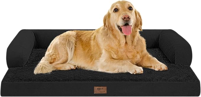 Orthopedic Bolster Dog Bed for Large Dogs – Memory Foam Cushion, Calming Support Design, Removable Washable Waterproof Cover, Non-Slip Bottom, Cozy Sleeping Space for Pets