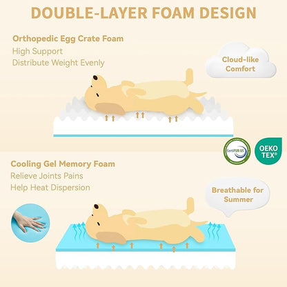 Casa Paw Orthopedic Dog Beds for Large Sized Dogs, Waterproof Memory Foam Large Pet Bed with Sides 36x27Inch, Non-Slip and Egg-Crate Foam Big Dog Couch Bed with Removable Washable Cover, Dark Green