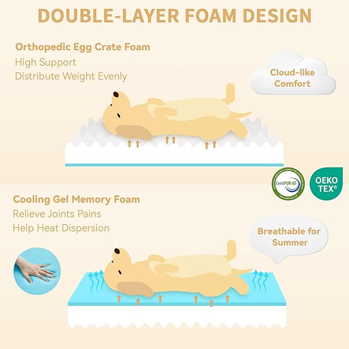 Casa Paw Orthopedic Dog Beds for Extra Large Sized Dogs, Waterproof Memory Foam XL Pet Bed with Sides 42x30Inch, Non-Slip and Egg-Crate Foam Big Dog Couch Bed with Removable Washable Cover, Pink