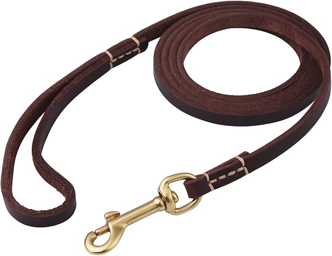 Dog Leash, 4ft 5ft 6ft Geniune Leather Dog Leash for Small Dogs, Dog Training Walking Running Brown