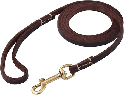 Dog Leash, 4ft 5ft 6ft Geniune Leather Dog Leash for Small Dogs, Dog Training Walking Running Brown