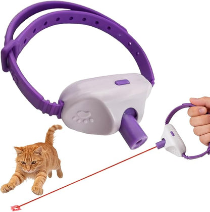 Walfront Cat Toys for Indoor Cats, Purple Light-Up Interactive Collar with Automatic Motion, Adjustable Fit 9.1–13.4"(23–34cm) USB Rechargeable 2 Modes, Home Alone Cats, Engaging Playtime