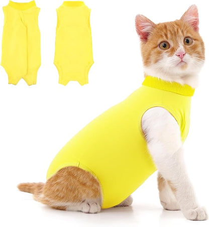Cat Recovery Suit for Abdominal Wounds or Skin Diseases, Cat Onesie for Cats After Surgery Female Kitten Recovery Suit, Breathable E-Collar Alternative for Cats After Spay Anti Licking Wounds