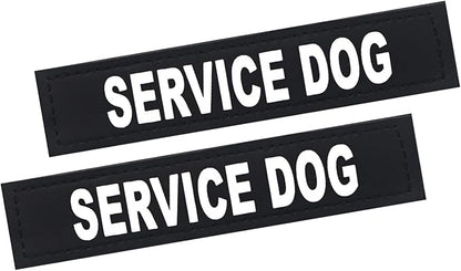 2Pack Service Dog Patches - Removable Patches with Hook Backing for Dog Harness & Vest, in Training, Black