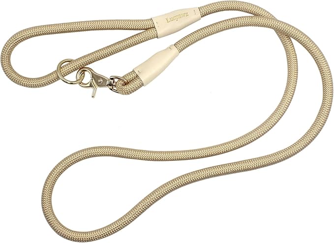 Lobster Snap Pet Leash 5FT, Special Strong Nylon Rope Dog Leash, Solid Color Rope Dog Lead for All Breeds (Gold, 5ft *10mm)