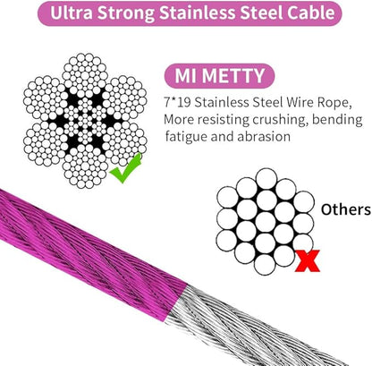 Tie Out Cable for Dog,50FT Dog Leads with Swivel Hook and Shock Spring,Heavy Duty Tie Out Cable for Large Dogs Up to 125lbs,Durable Dogs Runner Tether Line for Outdoor,Yard