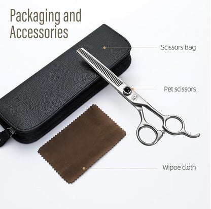 Fenice Totem Dog Grooming Scissors: 6.5 inch Pet Blender Shears Made Of Japanese 9CR Advanced Stainless Steel Professional Grooming Scissors for Dogs Cats and Other Pets