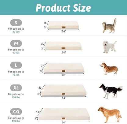 COZY KISS Big Dog Bed for Giant Dogs, Rectangular XXL Orthopedic Dog Beds Extra Large, Foam Anti-Slip Bottom Pet Mat with Washable Removable Cover, Suitable for Pet Up to 150 lbs, 54x44x4 inch, Beige