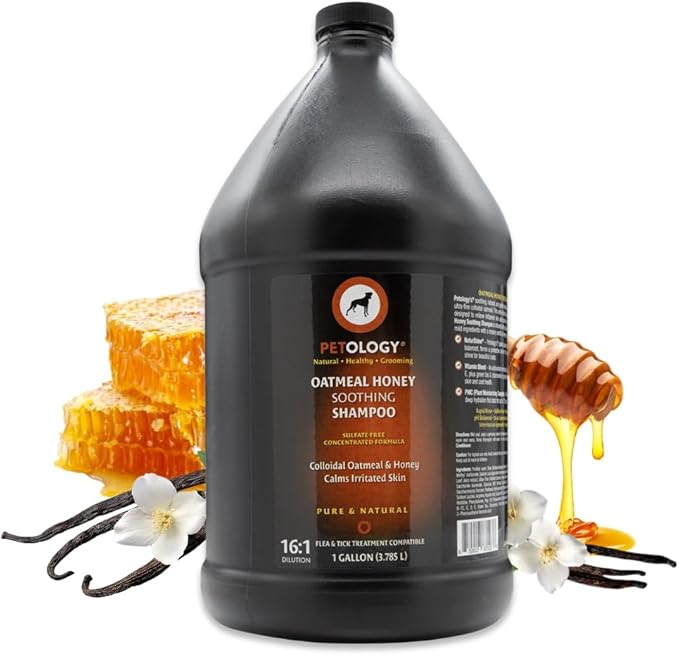 Petology Oatmeal Honey Soothing Shampoo, Gallon - Natural, Gentle, Sulfate-Free, Relieves Inflamed Skin and Provides Long Term Moisturization, Bulk Refill Size 128 oz