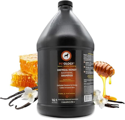 Petology Oatmeal Honey Soothing Shampoo, Gallon - Natural, Gentle, Sulfate-Free, Relieves Inflamed Skin and Provides Long Term Moisturization, Bulk Refill Size 128 oz