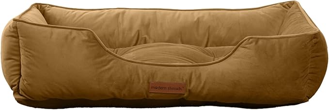 Modern Threads Luxury Dog Bed - Comfortable Tufted Velvet Cushion for Small to Large Dogs - Machine Washable - Durable & Cute Sleep Space for Pets - Pamper Your Pet with Cozy Beds - Caramel