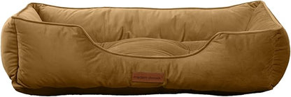 Modern Threads Luxury Dog Bed - Comfortable Tufted Velvet Cushion for Small to Large Dogs - Machine Washable - Durable & Cute Sleep Space for Pets - Pamper Your Pet with Cozy Beds - Caramel