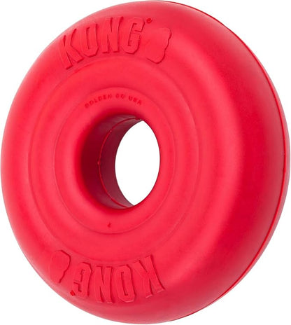 KONG Donut Dog Toy – Durable Natural Rubber Chew & Fetch Toy – Promotes Healthy Teeth & Gums, Fun Bounce & Roll, Gentle on Mouth (Small/Medium)