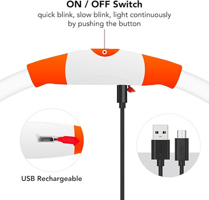 Colaseeme LED Dog Collar, Light Up Dog Collar 1 Count USB Rechargeable TPU Glow Safety Dog Necklace Light, Dog Lights for Medium Large Dogs (Orange)