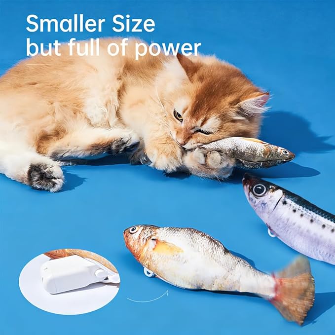 Realistic Floppy Fish Cat Toy with Catnip Toys for Cats Interactive Cat Toys for All Breeds Tap-Activated 3 Flapping Mode Sardine/Yellow Croaker,7.1 Inches,with Catnip,Rechargeable