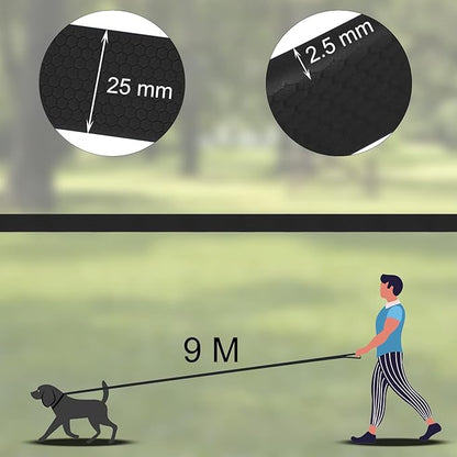 Wolfone 9m Black Heavy Duty Robust Training Dog Leash with Anti-Slip Handle，Waterproof Long Dog Leash for Outdoor Activities