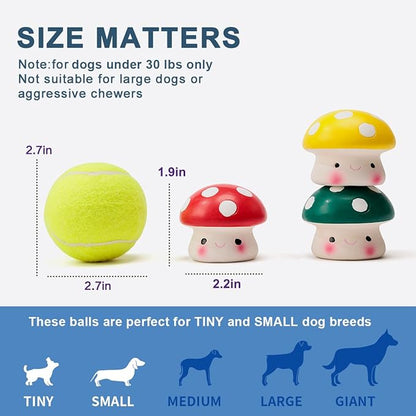 Pawdoer Squeaky Dog Toys, Soft Latex Squeaky Dog Ball for Small Dogs Puppies, Cute Bounce Squeak Mushroom Pet Toys