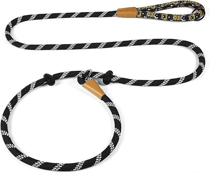 lynxking Slip Lead Dog Leash Reflective, Heavy Duty Comfortable Strong Rope for Large Medium Small Dogs No Pull Pet Training (Black, 2PCS Large 1/2in x 6ft)