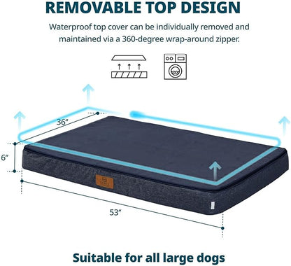 LIORCE Orthopedic Memory Foam Giant Dog Bed - 6" Thick Beds for Large Sized Dog - Waterproof Removable Washable Cover & Wrap-Around Zipper - Ultimate Comfort & Easy Maintenance