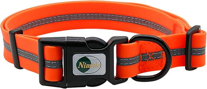 NIMBLE Dog Collar Waterproof Pet Collars Anti-Odor Durable Adjustable PVC & Polyester Soft with Reflective Cloth Stripe Basic Dog Collars S/M/L Sizes (Medium (11.81”-18.5”inches), Orange)