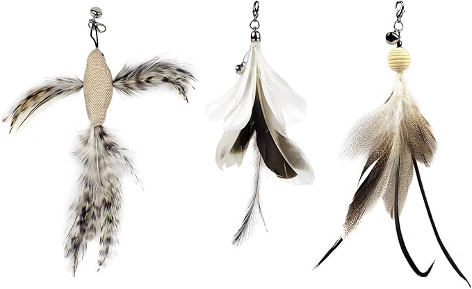 TTcat Cat Wand Toy Feather Replacement Cat Toy Attachments Refills,10 Pcs Simulation Insects Bird Feathers.