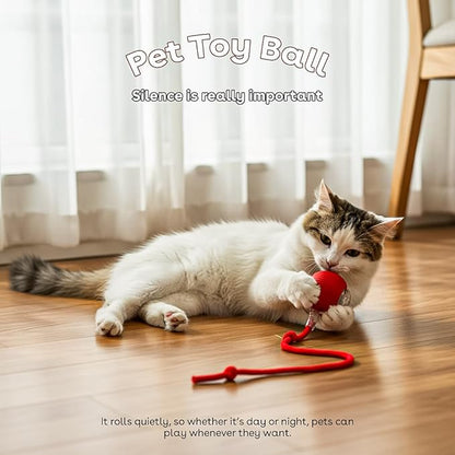 NatureTails Interactive Cat Toys for Indoor Cats,The 3rd Generation Agile Moving Cat Ball with Elastic Mesh Tail,Automatic Kitten Toys for Bored Indoor Adult Cats,Motion Activated (Red)