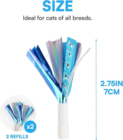 ALL FOR PAWS Cat Toy Replacements, Random Poping Ribbon for 3in1 Interactive Toys for Indoor Cats, 2PACK(Ribbon)