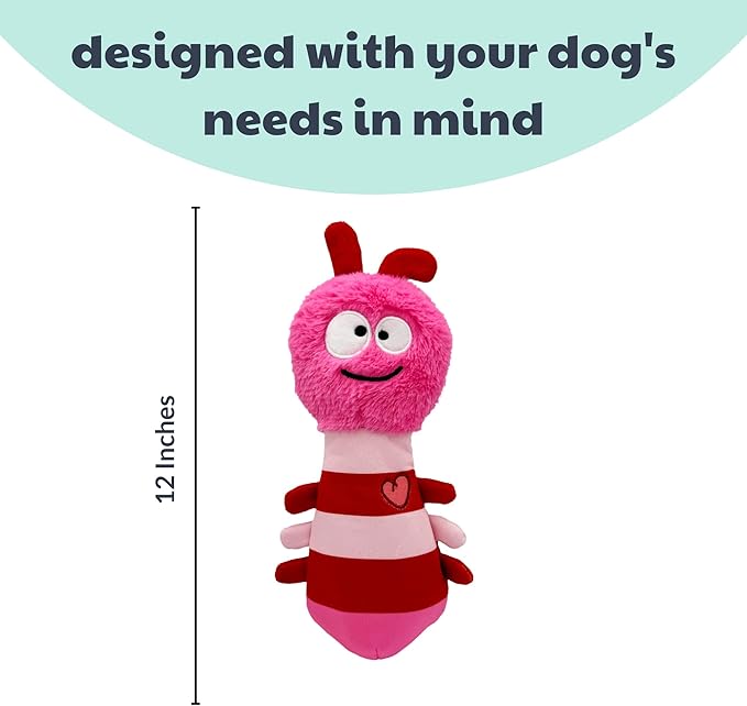 Huxley & Kent Funny Dog Toy w/Squeaker – Power Plush Squeaky Dog Toys for Small, Medium & Large Dogs – Soft Stuffed Animal for Indoor Play & Fetch - Fur Bug, One Size