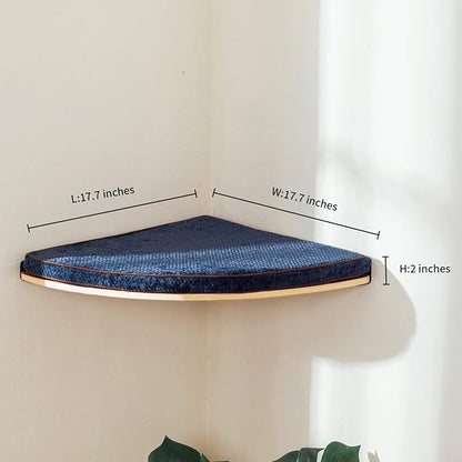 LIORCE Wall Mounted Corner Cat Bed - Cat Shelf with Comfortable Cushion - Minimalistic Cats Furniture for Indoor Cats - Climbing Perch for Wall,Cream