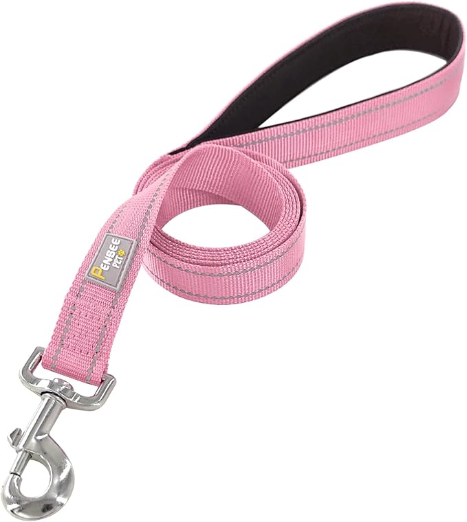 Dog Leash 6 FT Padded Handle Nylon Reflective Dogs Leashes for Medium Dogs Pink