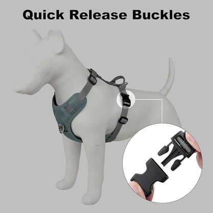 Plutus Pet No Pull Dog Harness, Reflective Adjustable Dog Vest Harness with Handle, Escape Proof, Soft Padded for Small Medium Large Dogs (Gray, L)