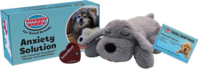 Snuggle Puppy Junior Heartbeat Puppy Toy - Heartbeat Puppy for Dogs - Pet Anxiety Relief and Calming Aid - Comfort Dog Toy - Behavioral Training and Sleep Aid Cuddle Buddy - Black
