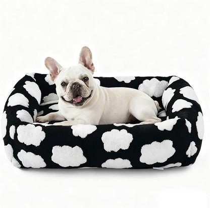 JOEJOY Small Dog Bed for Small Dogs, Rectangle Washable Orthopedic Dog Bed with Removable Zipper Cover, Cute Soft Calming Puppy Pet Bed with Jacquard Shaggy Plush & Non Skid Bottom