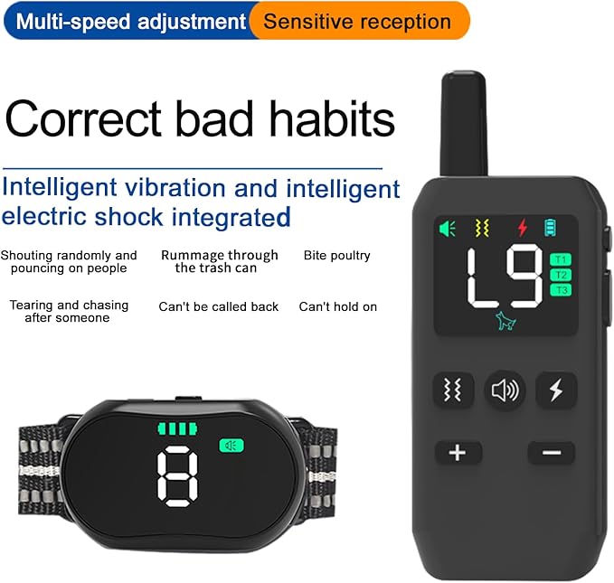 Dog Shock Collar Dog Training Collar with Remote Innovative IPX67 Waterproof with 4 Training Modes, Rechargeable E-Collar for All Breeds- P24-Black