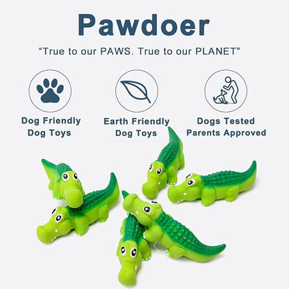 Pawdoer Squeaky Dog Toys for Medium Dogs, Soft Latex Squeaky Dog Ball, Cute Funny Squeak Crocodile Pet Toys