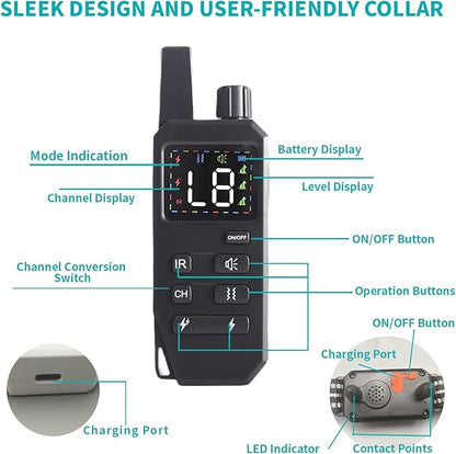 Dog Shock Collar Dog Training Collar with Remote Innovative IPX67 Waterproof with 6 Training Modes, Rechargeable E-Collar for All Breeds- Black