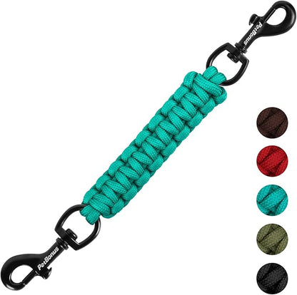 PetBonus Dog Collar Safety Clip, Handmade Backup Safety Strap for Dog Harness, Prong, Pinch Collar, Double Ended Clasp Leash Connector (Turquoise)