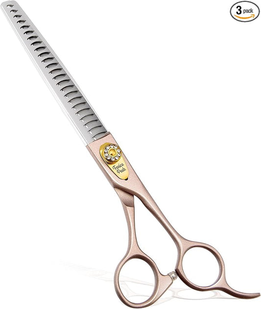 Fenice Peak Thinning Shears for Dogs and Cats Pet Grooming Scissors Chunkers Shears 440C Stainless Steel Professional Dog Trimming Scissors 7.5''