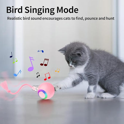 Interactive Cat Toys, Automatic Moving Cat Toys for Bored Indoor Adult Cats, Fast Rolling, Chirping & Motion-Activated Kitty Toys, Fun Gift for Cats with Speedy Tail 2.0, USB Rechargeable (Pink)