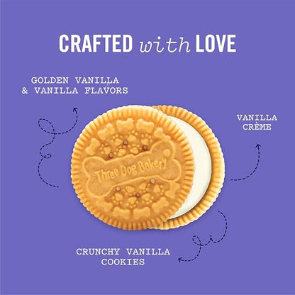 Three Dog Bakery Lick'n Crunch! Golden & Vanilla Sandwich Cookies, Dog Treat, Puppy Cookies with Real Ingredients, Dog Birthday Treat, Training Reward