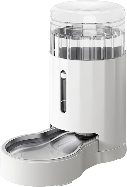 CZPET Dog Water Bowl Dispenser, 7L Automatic Dog and Cat Water Dispenser with Stainless Steel Bowl, Gravity Waterer, Large Capacity, and Quiet Drinking Area for Pets (7L,White)